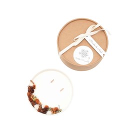 Grande bougie fleurs séchées marché de noël