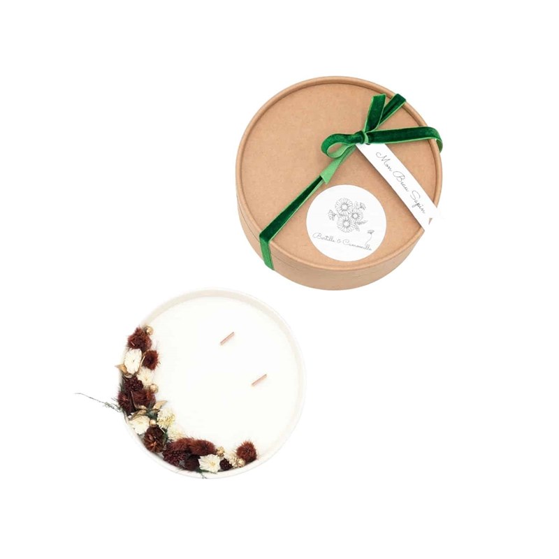 Grande bougie fleurs séchées mon beau sapin