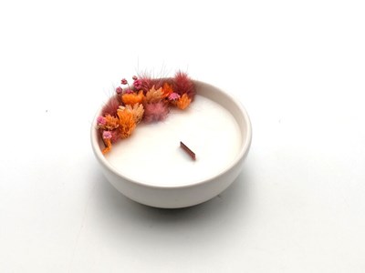 Petite bougie fleurs séchées chance