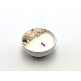 Petite bougie fleurs séchées fleur de lin