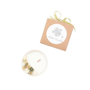 Petite bougie fleurs séchées fleur de lin