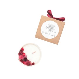 Petite bougie fleurs séchées cerise