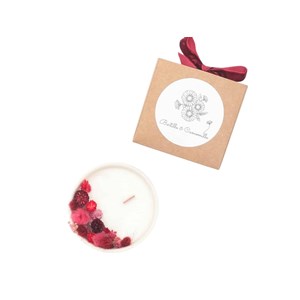 Petite bougie fleurs séchées cerise