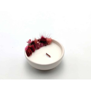 Petite bougie fleurs séchées cerise