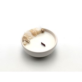 Petite bougie fleurs séchées coton