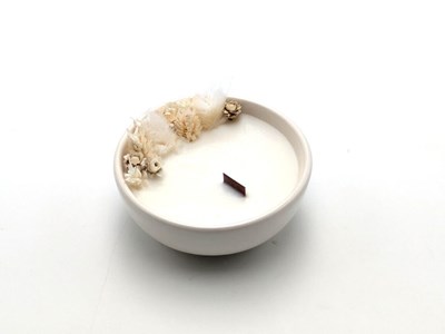 Petite bougie fleurs séchées coton