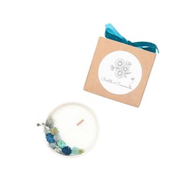 Petite bougie fleurs séchées eucalyptus orange