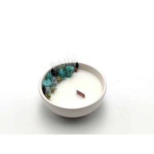 Petite bougie fleurs séchées eucalyptus orange