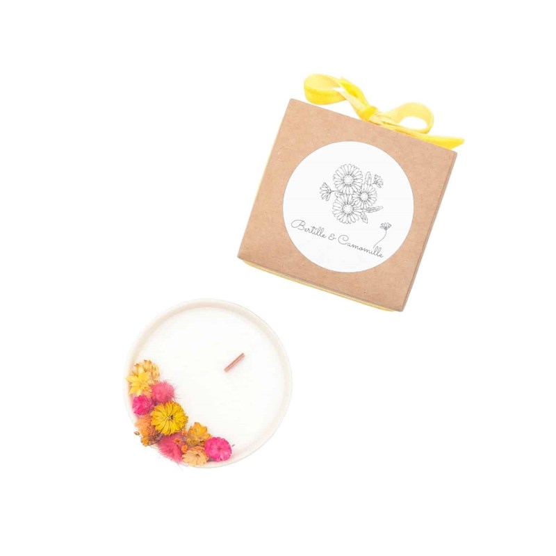 Petite bougie fleurs séchées toscane