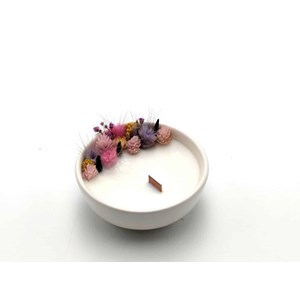 Petite bougie fleurs séchées violette