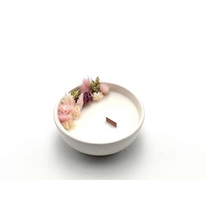 Petite bougie fleurs séchées rose ancienne