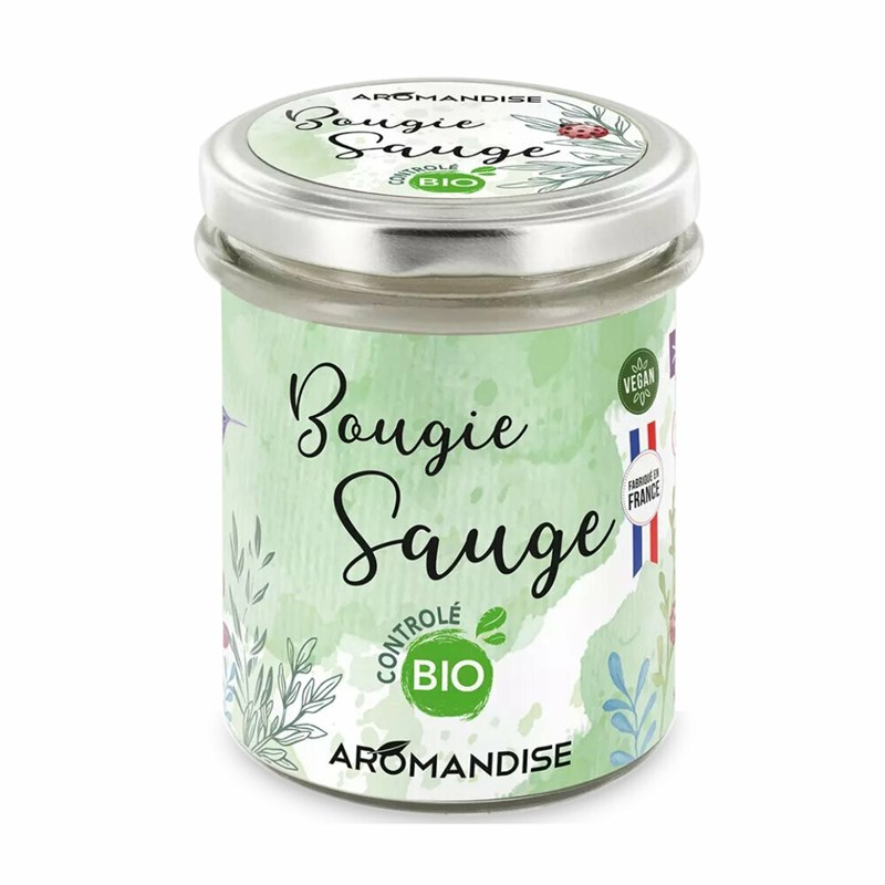 Bougie d'ambiance sauge bio - 100% végétale - 150g