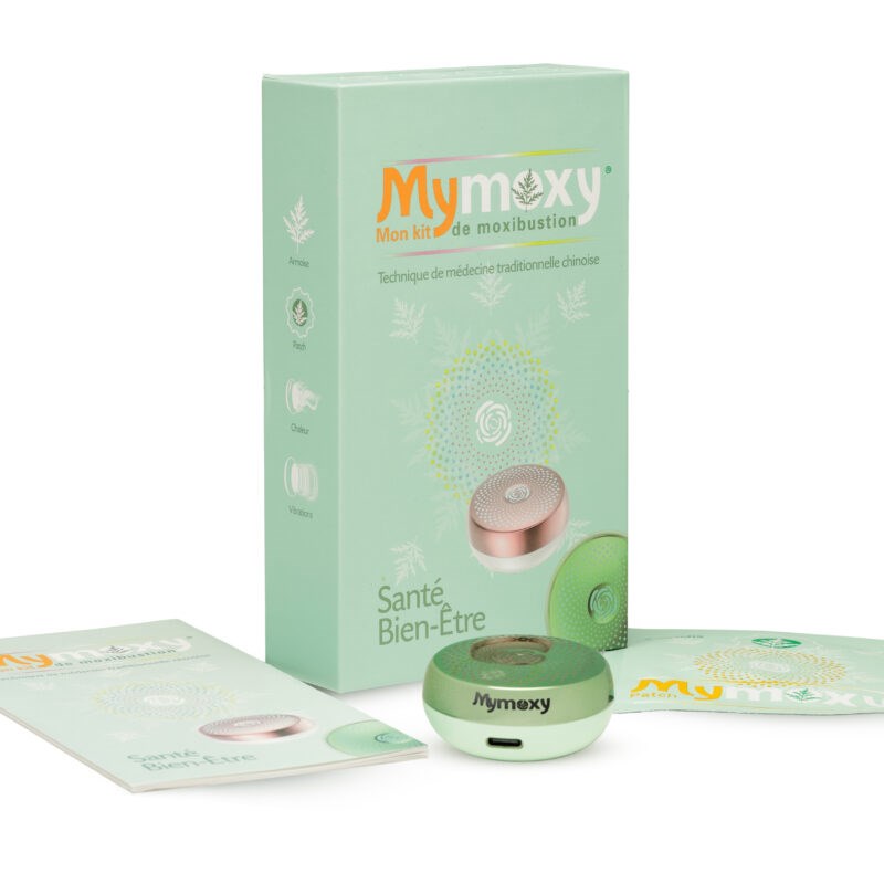 Kit mymoxy — soin de moxibustion maison avec diffuseur et patchs d’armoise