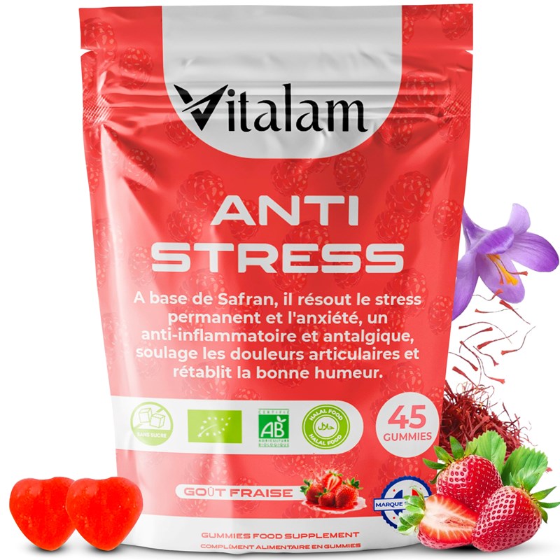 Gummies anti-stress au safran en sachet de 45