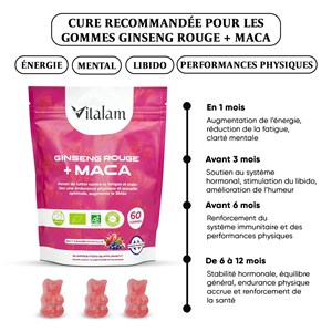 Gummies ginseng rouge avec de la maca bio de corée en sachet de 45