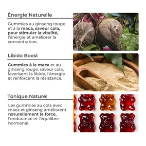 Gummies ginseng rouge avec de la maca bio de corée en sachet de 45