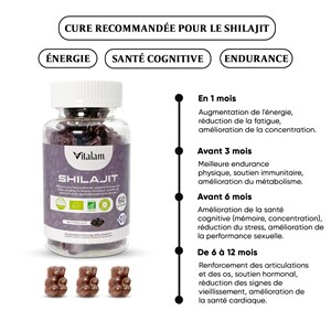 Gummies shilajit pur de l'himalaya avec de l'acide fulvique