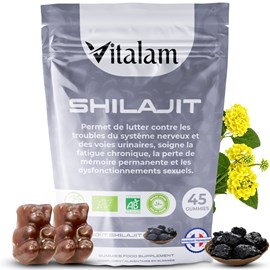 Gummies shilajit pur de l'himalaya avec de l'acide fulvique en sachet de 45