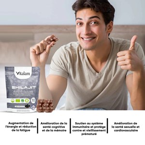Gummies shilajit pur de l'himalaya avec de l'acide fulvique en sachet de 45