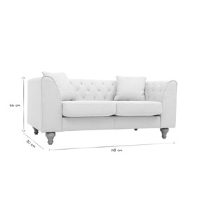 Canapé 2 places capitonné en tissu beige et bois clair montaigne