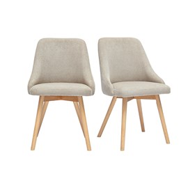 Chaises en tissu chenille beige et bois clair (lot de 2) hasta
