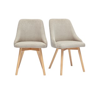Chaises en tissu chenille beige et bois clair (lot de 2) hasta