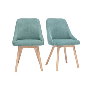 Chaises en tissu chenille vert céladon et bois clair (lot de 2) hasta