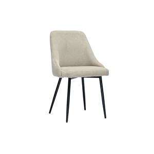 Chaises en tissu chenille beige et métal noir (lot de 2) hasta