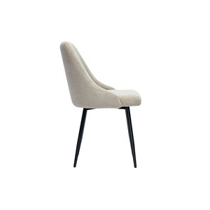 Chaises en tissu chenille beige et métal noir (lot de 2) hasta