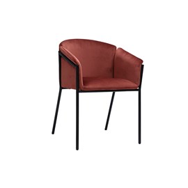 Chaise en tissu velours rouge tomette et métal noir briane