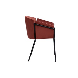 Chaise en tissu velours rouge tomette et métal noir briane