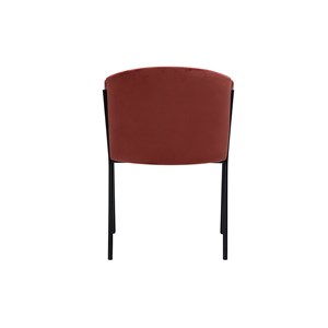 Chaise en tissu velours rouge tomette et métal noir briane