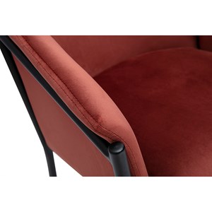 Chaise en tissu velours rouge tomette et métal noir briane