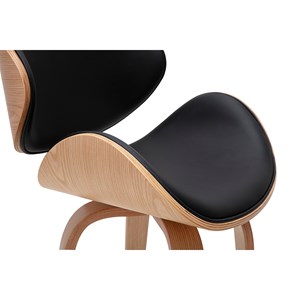 Tabouret de bar pivotant noir et bois clair 65 cm walnut