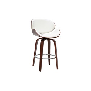 Tabouret de bar pivotant blanc et bois foncé 65 cm walnut