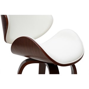 Tabouret de bar pivotant blanc et bois foncé 65 cm walnut