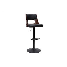 Tabouret de bar réglable  pivotants 360° noir et bois foncé garbo