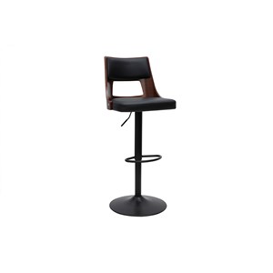 Tabouret de bar réglable  pivotants 360° noir et bois foncé garbo