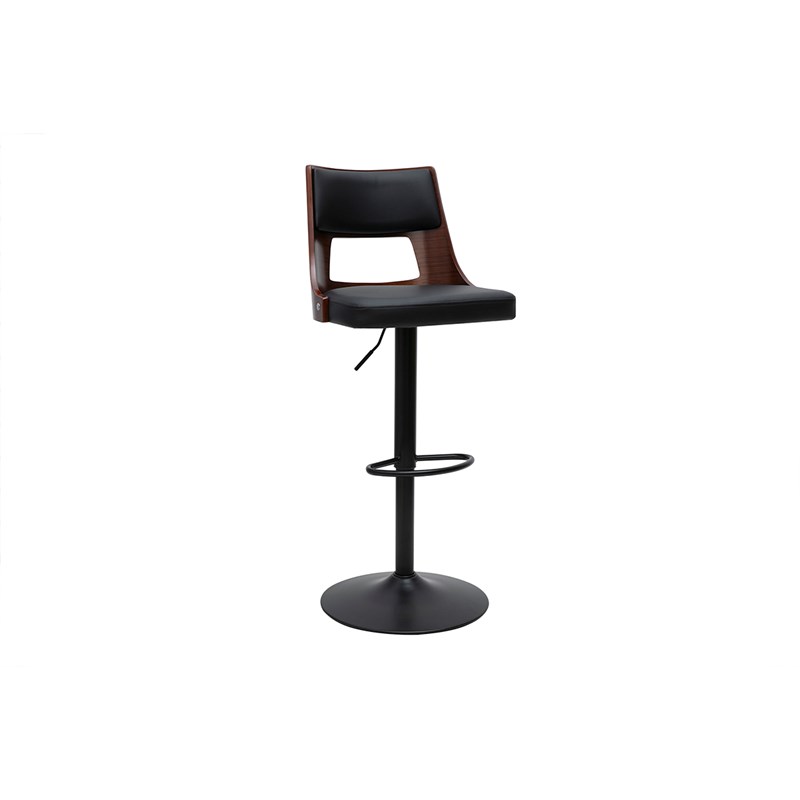 Tabouret de bar réglable pivotants 360° noir et bois foncé garbo