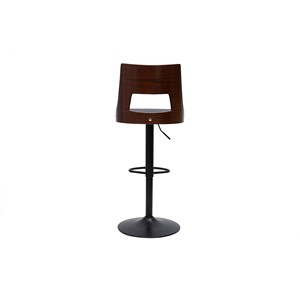 Tabouret de bar réglable  pivotants 360° noir et bois foncé garbo