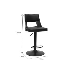 Tabouret de bar réglable  pivotants 360° noir et bois foncé garbo