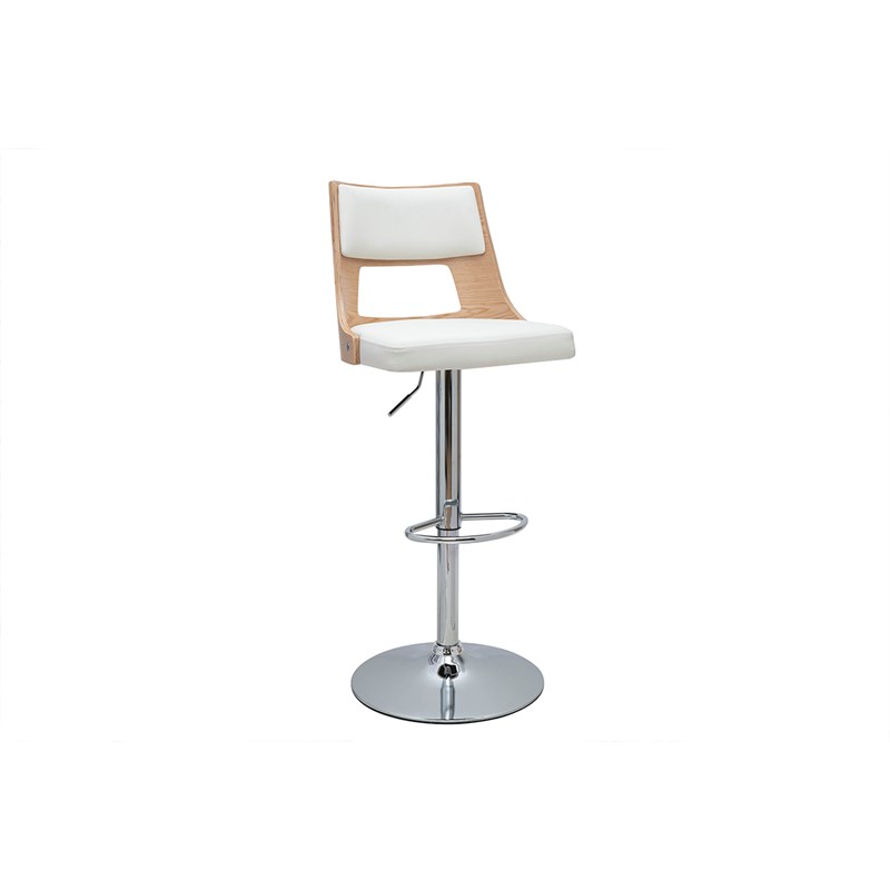 Miliboo - Tabouret de bar réglable pivotants 360° blanc et bois clair garbo