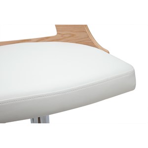Tabouret de bar réglable pivotants 360° blanc et bois clair garbo