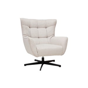 Fauteuil pivotant en tissu effet velours texturé beige et métal avery