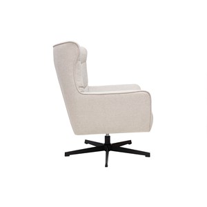 Fauteuil pivotant en tissu effet velours texturé beige et métal avery