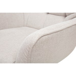 Fauteuil pivotant en tissu effet velours texturé beige et métal avery