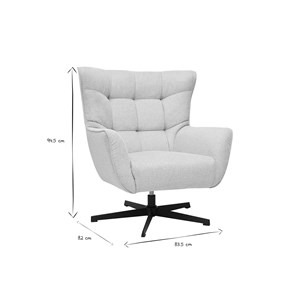 Fauteuil pivotant en tissu effet velours texturé beige et métal avery