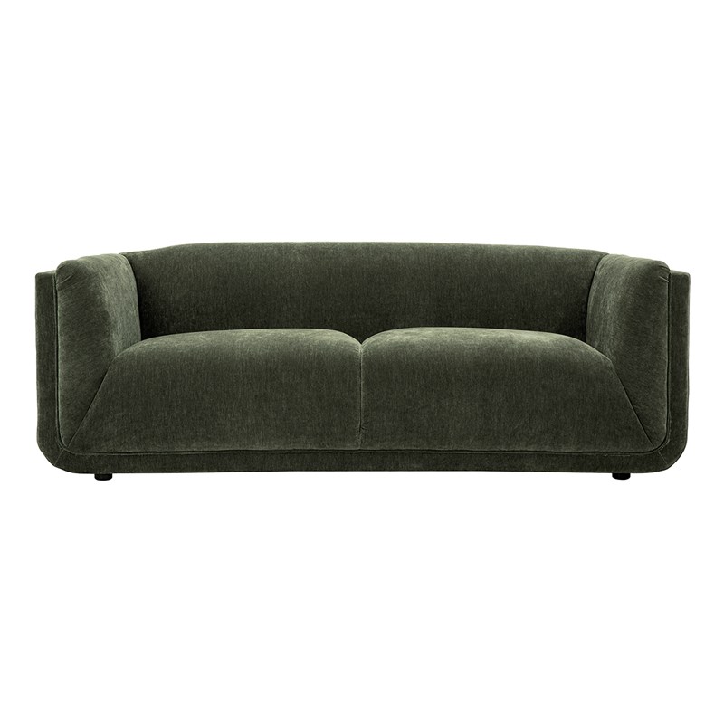 Canapé 3 places en tissu effet velours vert kaki hosbo