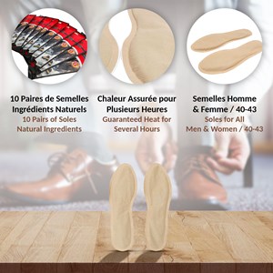 Chauffe-pieds jetables lot de 10 paires taille 36-39 chaleur 8 heures