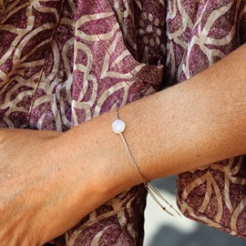 Bracelet en véritable pierre de lune arc-en-ciel - Coin